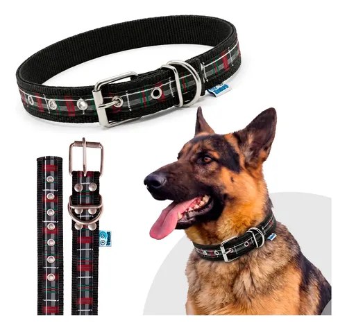 Coleira Dupla Reforçada Confort Cães De Médio E Grande Porte (Preto)